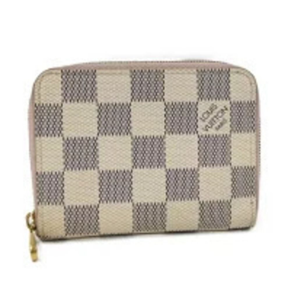 LOUIS VUITTON Zippy Wallet Coin Case Damier Azur White
